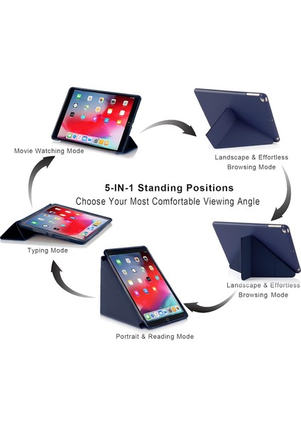 Apple iPad 9.7 6.nesil Tablet Kılıf Uyku Modlu Kalem Bölmeli Katlananır Standlı Darbe Korumalı Kapak
