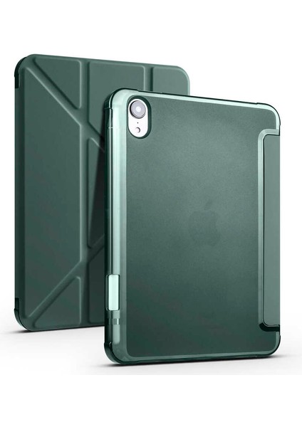 Apple iPad Mini 6.nesil Tablet Kılıf Uyku Modlu Kalem Bölmeli Katlananır Standlı Darbe Korumalı Kapak