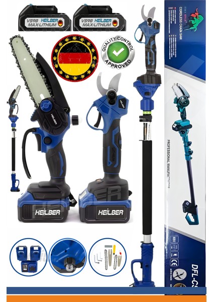 V598/21V +2 Batarya BA01062M 15CM Akülü Dal Budama Testeresi ve 30MM Şarjlı Dal Budama Bağ Makası