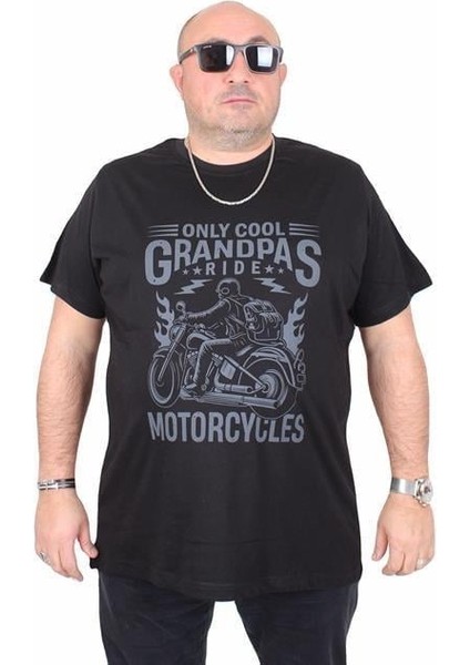 Erkek Büyük Beden Sıfır Yaka Tişört Impossible 25169 Lacıvert modelleri