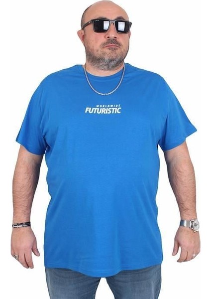 Erkek Büyük Beden Sıfır Yaka Tişört Urban 25142 Saks