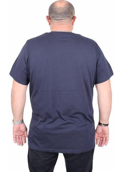 Erkek Büyük Beden Sıfır Yaka Tişört London 25166 Lacıvert modelleri