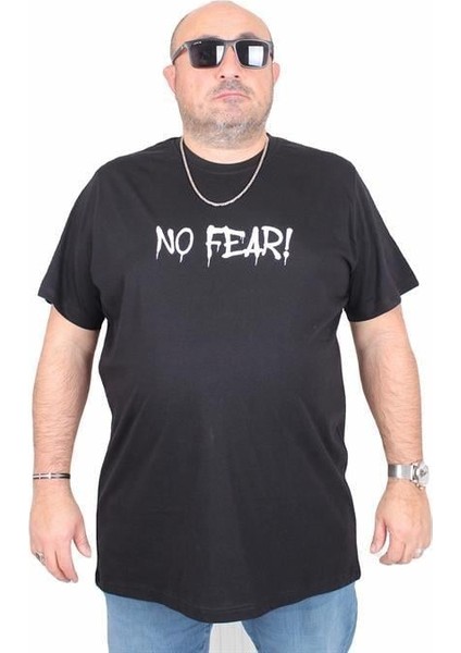 Erkek Büyük Beden Sıfır Yaka Tişört No Fear 25143 Sıyah