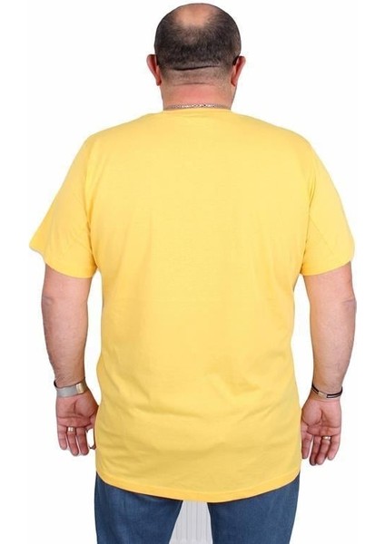 Erkek Büyük Beden Sıfır Yaka Tişört Un Beat En 25146 Sarı modelleri