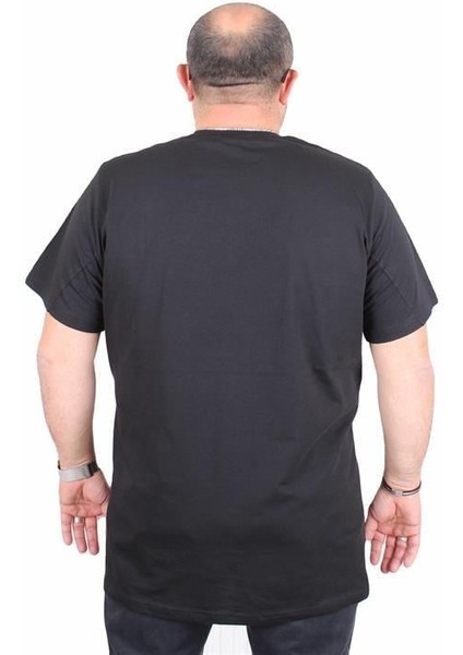 Erkek Büyük Beden Sıfır Yaka Tişört Be Self 25149 Sıyah modelleri