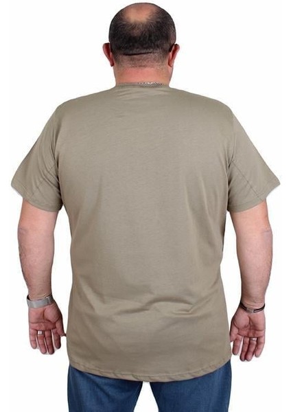 Erkek Büyük Beden Sıfır Yaka Tişört Stay Strong 25159 Hakı modelleri