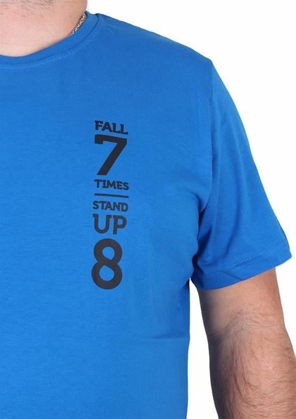 Erkek Büyük Beden Sıfır Yaka Tişört Stand Up 25158 Saks fiyatları