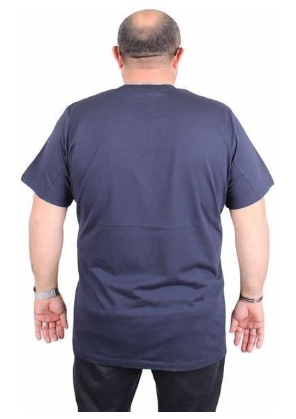Erkek Büyük Beden Sıfır Yaka Tişört Motorcycle 25171 Lacıvert modelleri