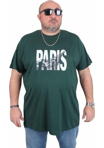 Erkek Büyük Beden Sıfır Yaka Tişört Paris 25179 Neftı