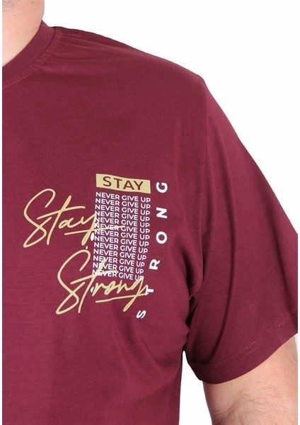 Erkek Büyük Beden Sıfır Yaka Tişört Stay Strong 25159 Murdum fiyatları