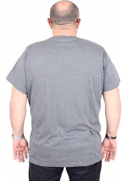 Erkek Büyük Beden Sıfır Yaka Tişört Paris 25179 Antrasit Melanj modelleri