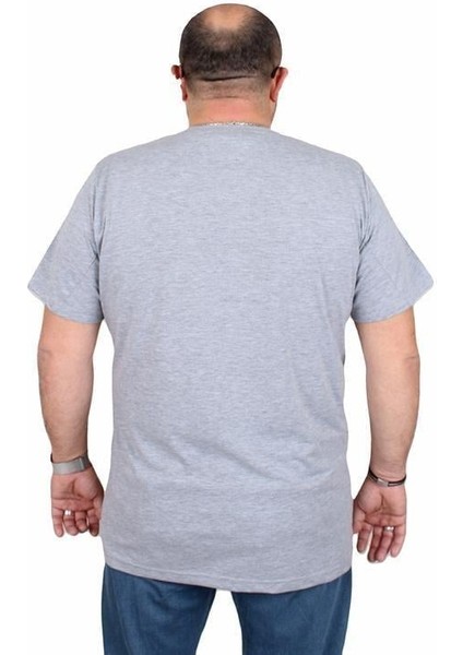 Erkek Büyük Beden Sıfır Yaka Tişört Surf 25144 Grı Melanj modelleri