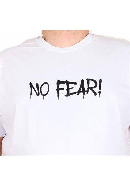 Erkek Büyük Beden Sıfır Yaka Tişört No Fear 25143 Beyaz modelleri