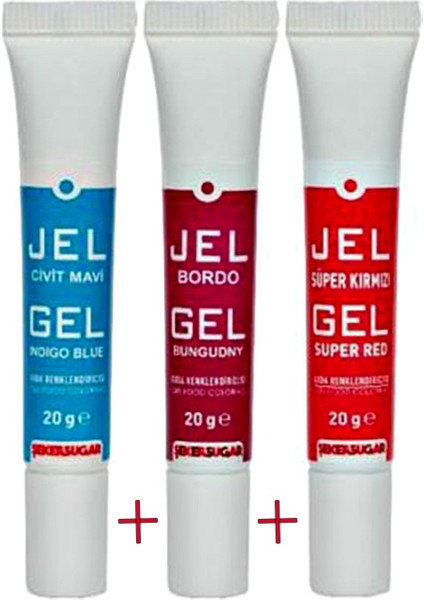 Tüp Jel Gıda Boyası - 20 gr - Mavi-Bordo-Kırmızı
