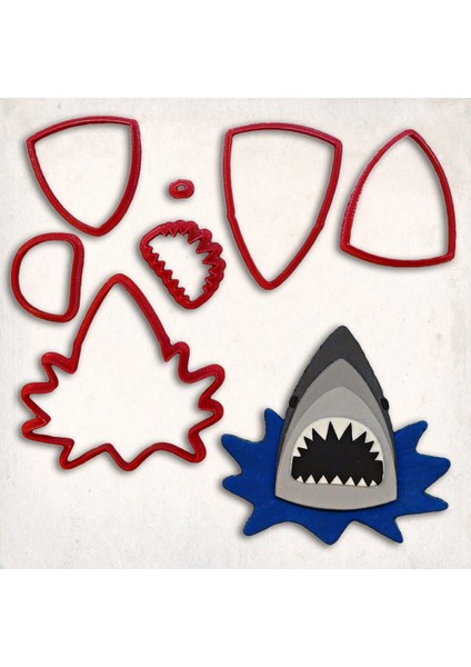 Köpekbalığı Detay Kurabiye Kalıp Seti 7 Parça