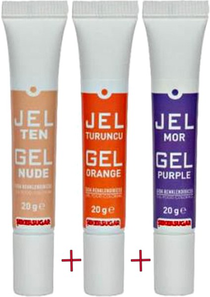 Tüp Jel Gıda Boyası - 20 gr - Ten-Turuncu-Mor