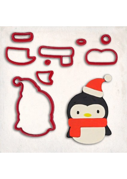 Yılbaşı Penguen Detay Kurabiye Kalıp Seti 9 Parça