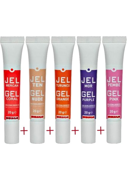 Tüp Jel Gıda Boyası - 20 gr - Mercan-Ten-Turuncu-Mor-Pembe