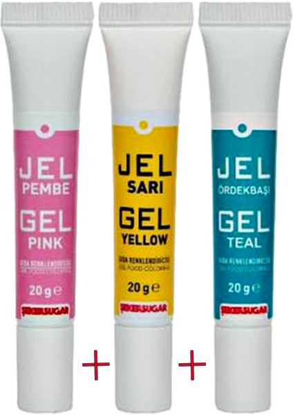Tüp Jel Gıda Boyası - 20 gr - Pembe-Sarı-Turkuaz