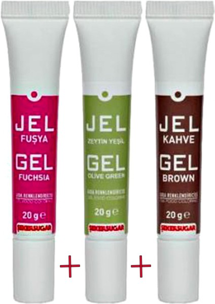 Tüp Jel Gıda Boyası - 20 gr - Fuşya-Zyeşil-Kahve