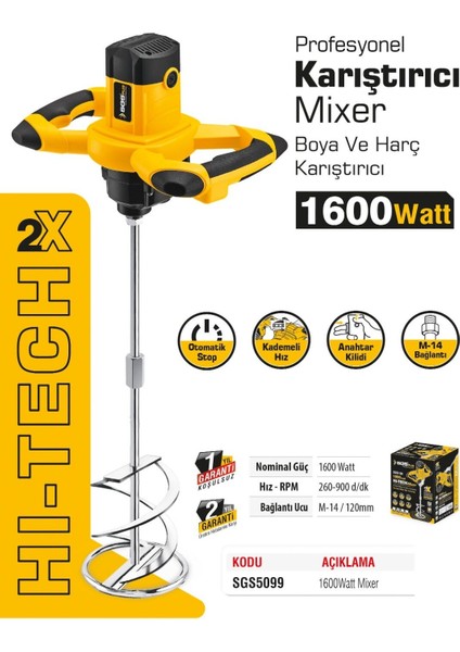 SGS5099 Profesyonel Boya ve Harç Karıştırıcı Mikseri 1600 Watt fiyatları