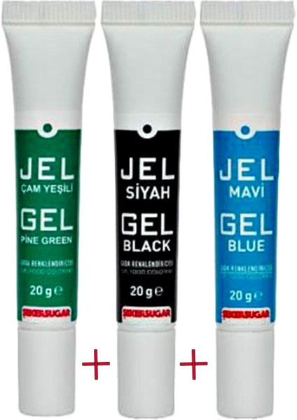 Tüp Jel Gıda Boyası - 20 gr - Yeşil-Siyah-Mavi