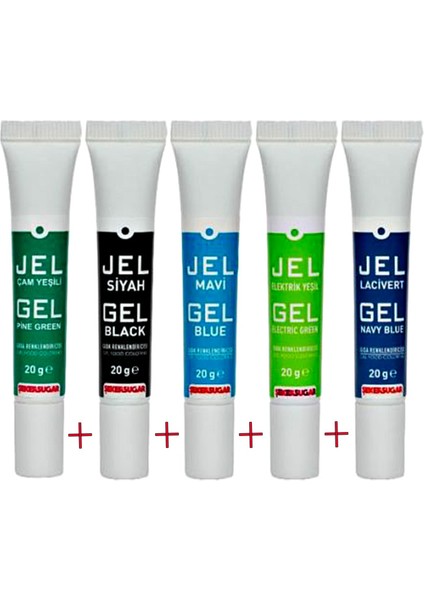 Tüp Jel Gıda Boyası - 20 gr - Çyeşil-Siyah-Mavi-Yeşil-Lacivert