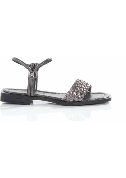 MİA026-1561 Kadın Platin El Örgülü Abiye Günlük-Düğün-Eğlence-Tatil Sandaleti fiyatları