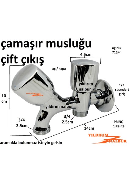 Çiftli Çamaşır Musluğu Aç Kapa Musluk Prinç Yerli Ürün Lavabo Banyo Musluğu Çift Çıkış Ergonomik Tasarım