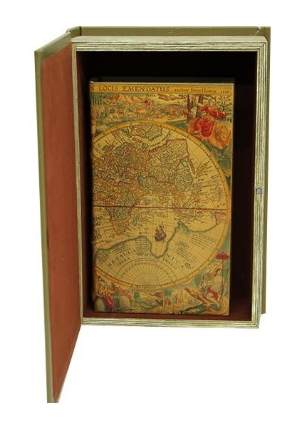 Kutu Kitap Harita 2'li Set Dekoratif Hediyelik