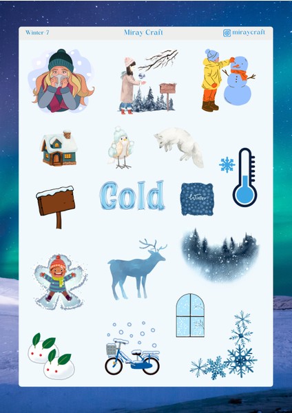 Kış Temalı 12*17 cm Sticker
