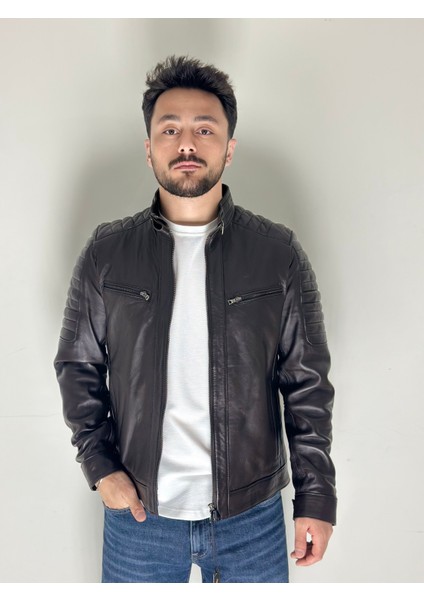 Kapitone Detay Deri Ceket