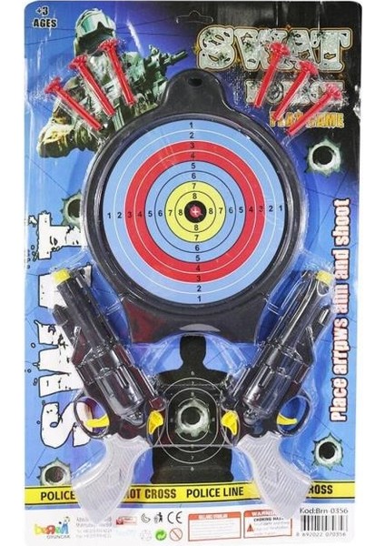 2’li Tabancalı Hedefli Set Dart Game ve Ok Atan Tabanca 51X32 cm