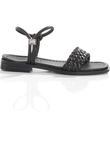 MİA026-1561 Kadın Siyah El Örgülü Abiye Günlük-Düğün-Eğlence-Tatil Sandaleti fiyatları