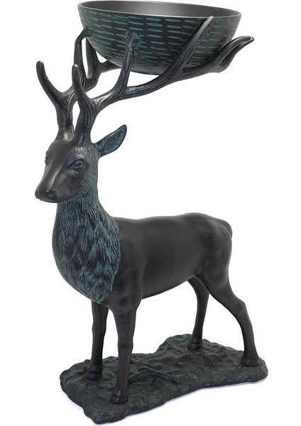 Metal Geyikli Kase 55 cm Dekoratif Hediyelik