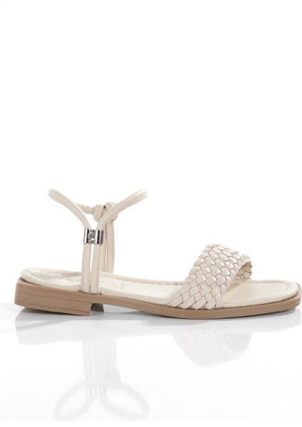 MİA026-1561 Kadın Bej El Örgülü Abiye Günlük-Düğün-Eğlence-Tatil Sandaleti fiyatları