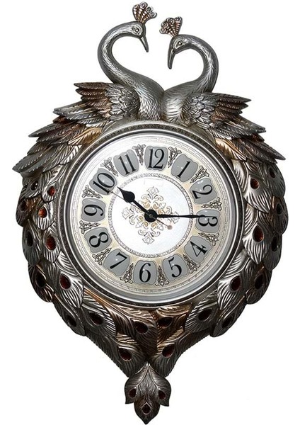 Duvara Asmalı Tavuskuşu Saat Dekoratif Hediyelik