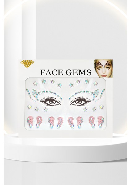Hologramlı Yıldız Yüz, Vücut, Makyaj Taşı Make Up Face Gems