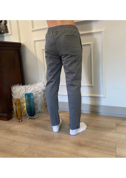 Erkek Antrasit Yandan Cepli Beli Lastikli Bağcıklı Duble Paça Jogger Pantolon E001045 fiyatları