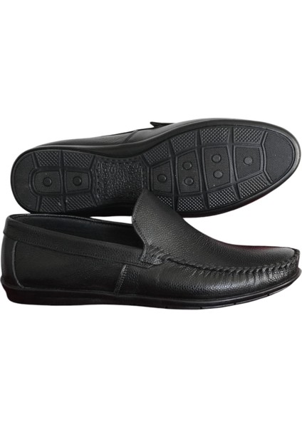 Deri Loafer Siyah Erkek Ayakkabı Topuk Pedli Kauçuk Taban Bağcıksız MLK01S fiyatları