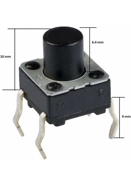 10 Adet Push Button Buton Tach Switch 6x6 10mm ( 4 Bacak )
