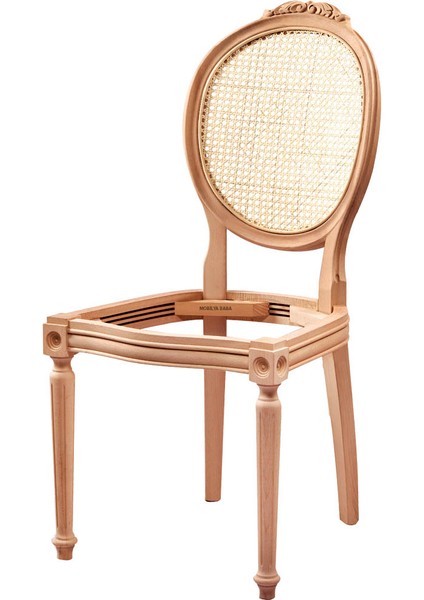 Lice Hasırlı Tornalı Oymalı Sandalye Cilasız Ham Ahşap