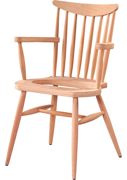 Dilovası Döşemeli Kollu Sandalye Cilasız Ham Ahşap