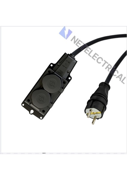 Kauçuk 2'li Topraklı Grup Priz Uzatma Kablosu 45 Metre 3x1.5 Mm² Ttr Siyah Kablolu fırsatları