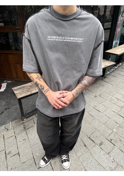 Renegade Yıkamalı Oversize T-Shirt - Gri fiyatları