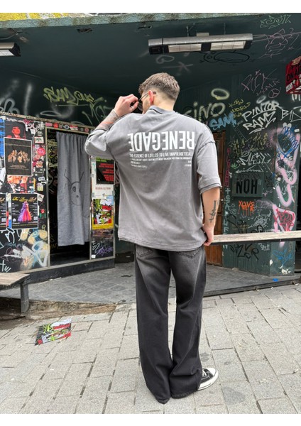 Renegade Yıkamalı Oversize T-Shirt - Gri modelleri