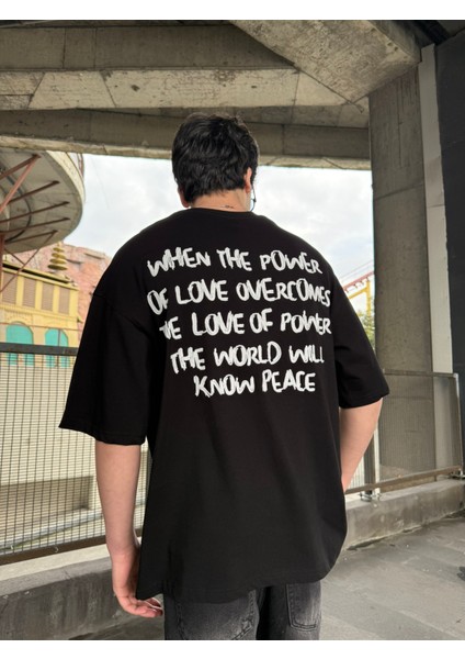 Sırt Nakış Detaylı When The Power T-Shirt- Siyah