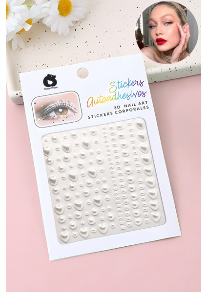 Kalp Figürlü İnci Make Up Face Gems Yüz Makyaj Taşı