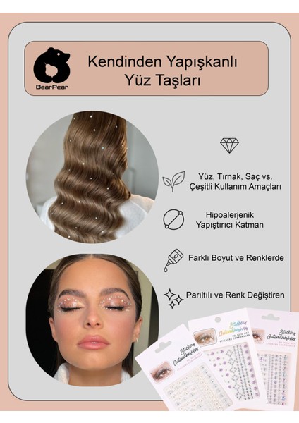 Kalp Figürlü İnci Make Up Face Gems Yüz Makyaj Taşı