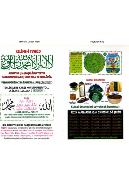 Tam Sırlı Dualar, Feyzullah Koç, Kuran ve Sünnet Işığında Surelerin Esrarı, Şifa Ayetleri, Kısmet Için Bereket Için Nazar Vesvese Için Dualar Evradı Behaiyye modelleri